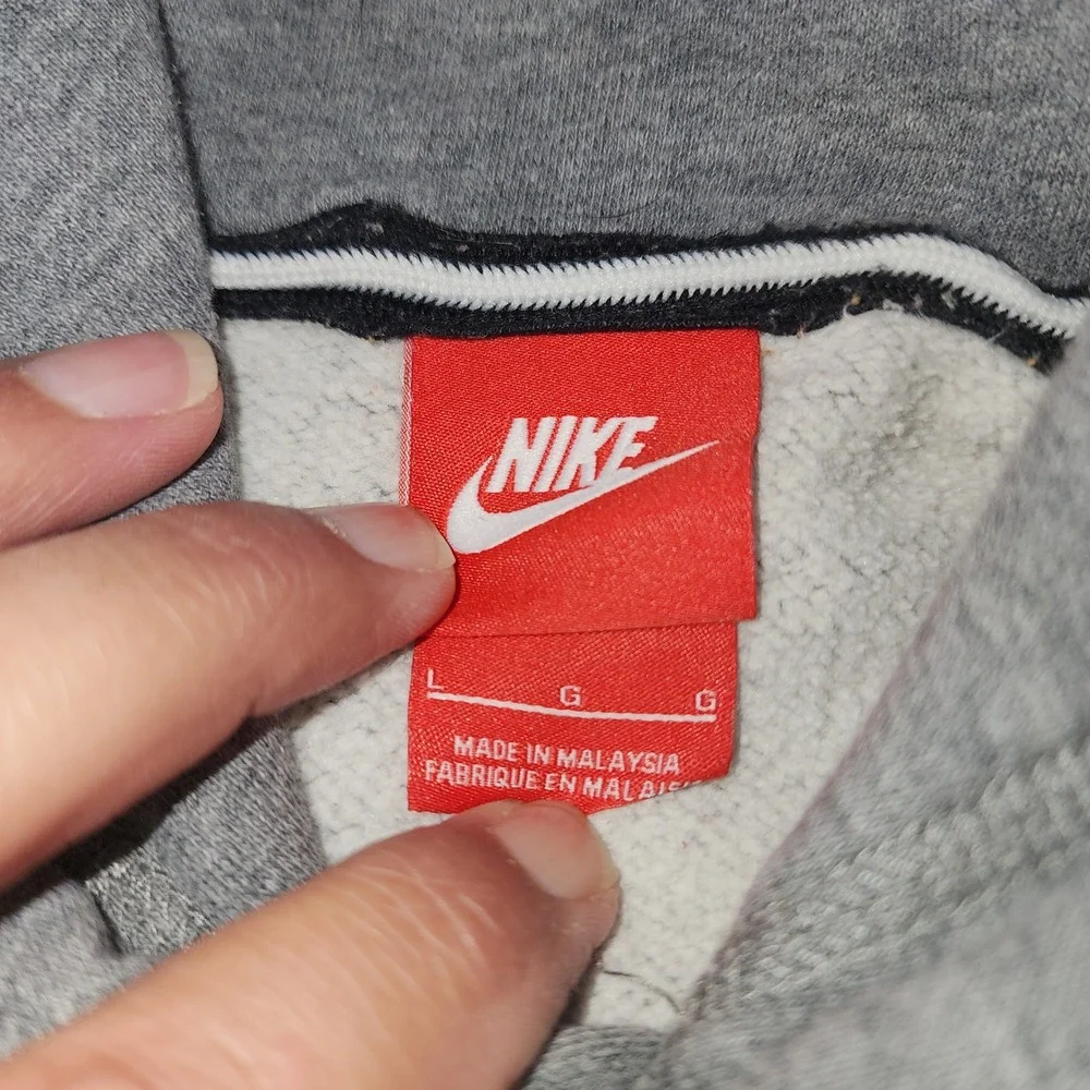 Nike Mens‎ Hoodie Gray Neon Green Logo Pullover Sweatshirt Large RN56323 677